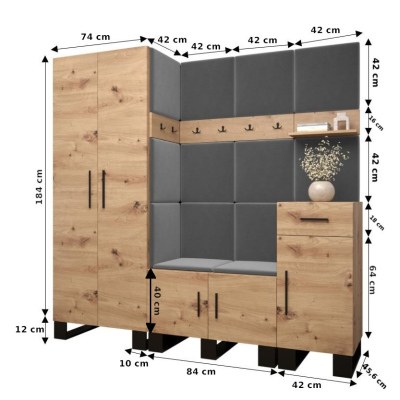 Flur-Garnitur RUMIE 1 – Eiche Artisan, minzfarbige Paneele