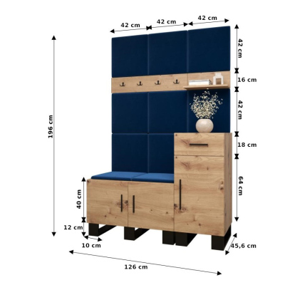 Flur-Garnitur RUMIE 5 – Eiche Artisan, minzfarbige Paneele