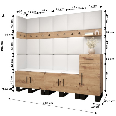 Flur-Garnitur RUMIE 9 – Eiche Artisan, minzfarbige Paneele