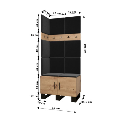 Flur-Garnitur RUMIE 11 – Eiche Artisan, minzfarbige Paneele