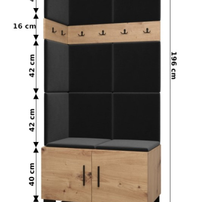 Flur-Garnitur RUMIE 11 – Eiche Artisan, graue Paneele