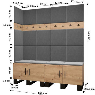 Flur-Garnitur RUMIE 12 – Eiche Artisan, beige Paneele