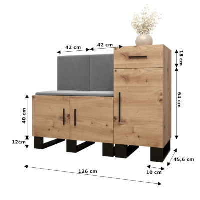 Flur-Garnitur RUMIE 18 – Eiche Artisan, graue Paneele