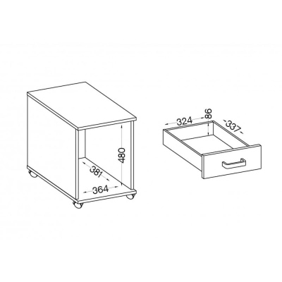 Schubladencontainer zum Tisch MABAKA – grau