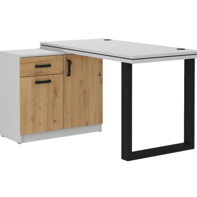 Schreibtisch mit Schrank MABAKA 2 – Grau / Eiche Artisan