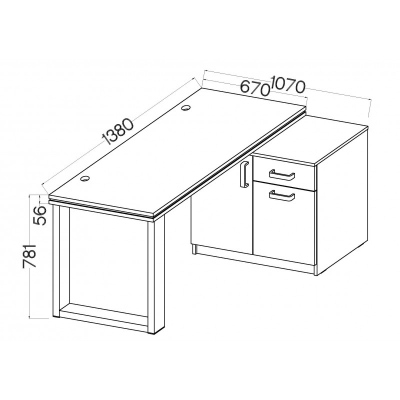 Schreibtisch mit Schrank MABAKA 2 – Grau / Eiche Artisan