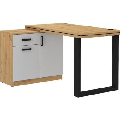 Schreibtisch mit Schrank MABAKA 2 – Eiche Artisan / Grau