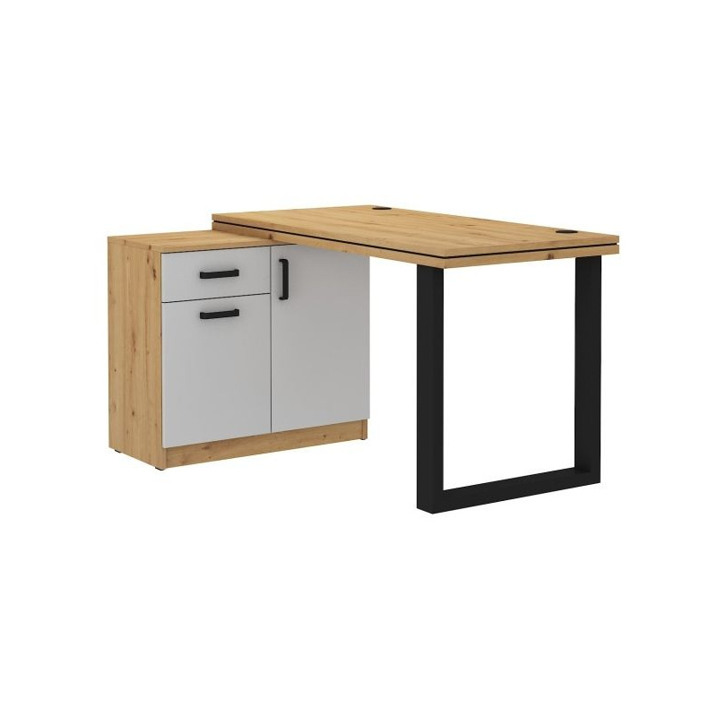 Schreibtisch mit Schrank MABAKA 2 – Eiche Artisan / Grau