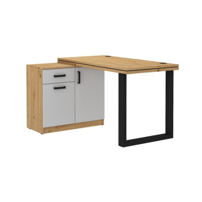 Schreibtisch mit Schrank MABAKA 2 – Eiche Artisan / Grau