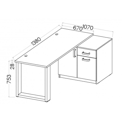 Schreibtisch mit Schrank MABAKA 1 – Grau / Eiche Artisan