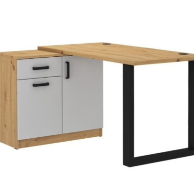 Schreibtisch mit Schrank MABAKA 1 – Eiche Artisan / Grau