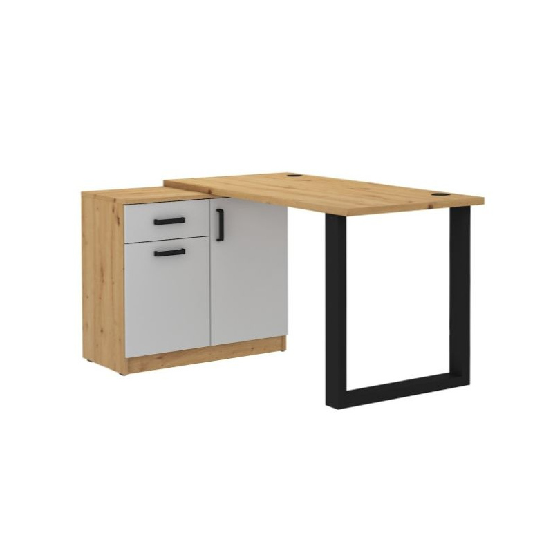 Schreibtisch mit Schrank MABAKA 1 – Eiche Artisan / Grau