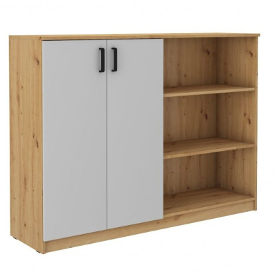 Schrank mit Regal MABAKA – Eiche Artisan / Grau