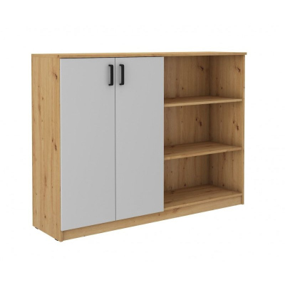 Schrank mit Regal MABAKA – Eiche Artisan / Grau