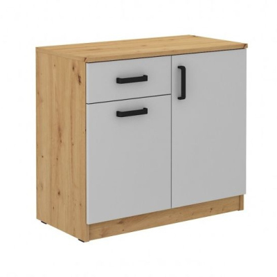 Schrank mit Schublade MABAKA – Eiche Artisan / Grau