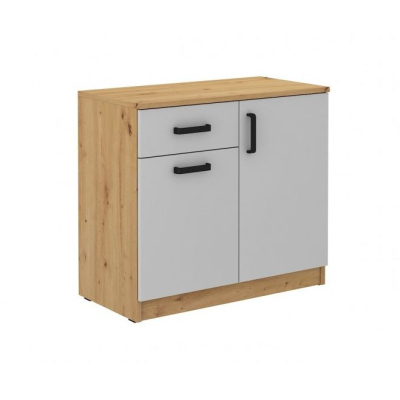 Schrank mit Schublade MABAKA – Eiche Artisan / Grau