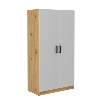 Zweitüriger Kleiderschrank MABAKA – Breite 80 cm, Artisan-Eiche / grau