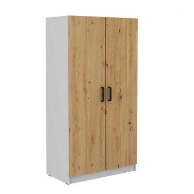 Zweitüriger Kleiderschrank MABAKA – Breite 80 cm, grau / Artisan-Eiche