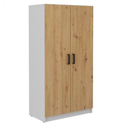 Zweitüriger Schrank MABAKA – Breite 80 cm, grau / Artisan-Eiche