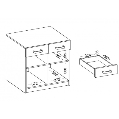 Schrank mit Schubladen MABAKA – Eiche Artisan / Grau