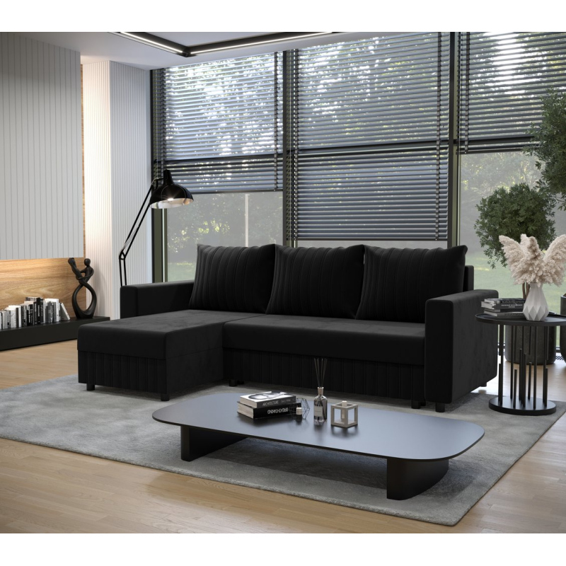 Schlaf Couchgarnitur EDITH – Schwarz