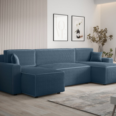 Bequeme U-förmige Schlafcouch RADANA – blau