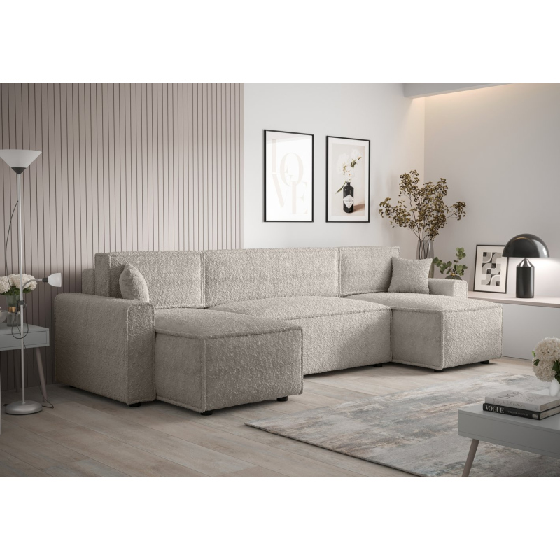 Bequeme U-förmige Schlafcouch RADANA – beige