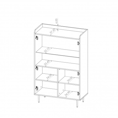 Zweitürige Vitrine STEFANIE – braun / schwarz