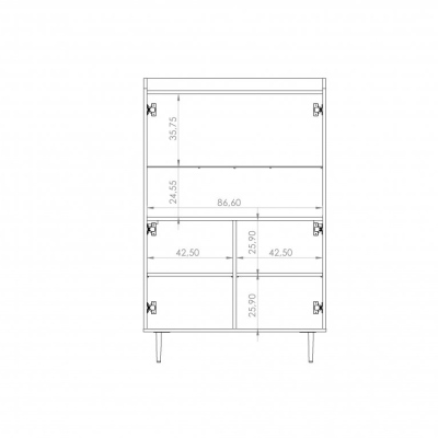 Zweitürige Vitrine STEFANIE – braun / schwarz