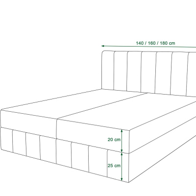 Boxspringbett MADLEN – 140x200, Grau