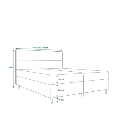 Kontinentales Doppelbett ANGELES – 140x200, dunkelgrün