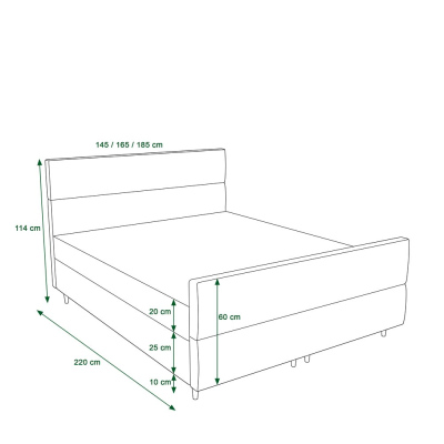 Kontinentales Doppelbett ANGELES PLUS – 140x200, dunkelgrün