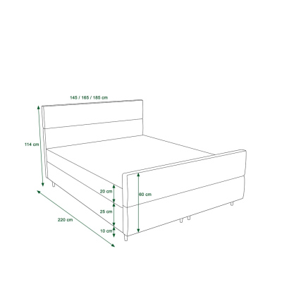 Kontinentales Doppelbett ANGELES PLUS – 140x200, dunkelgrün