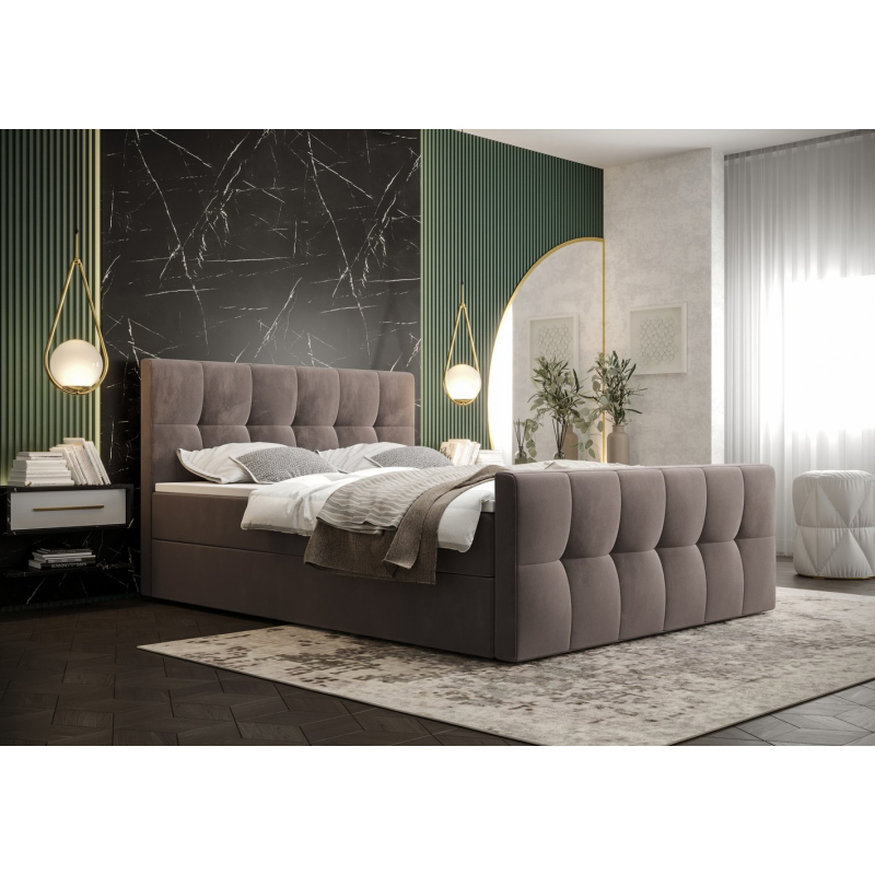 Elegantes Doppelbett ELIONE – 140x200, dunkelbraun