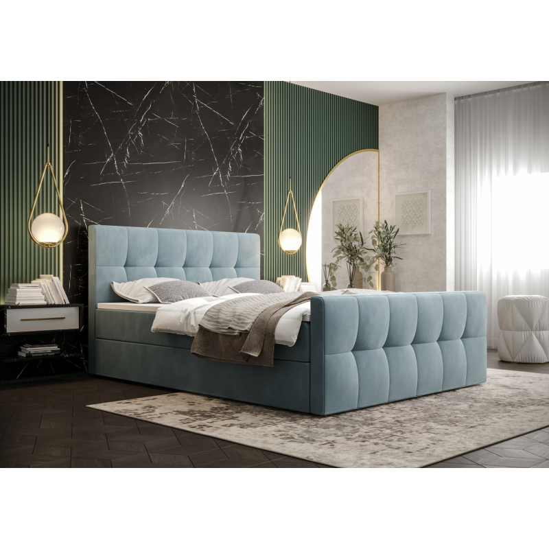 Elegantes Doppelbett ELIONE – 140x200, hellblau