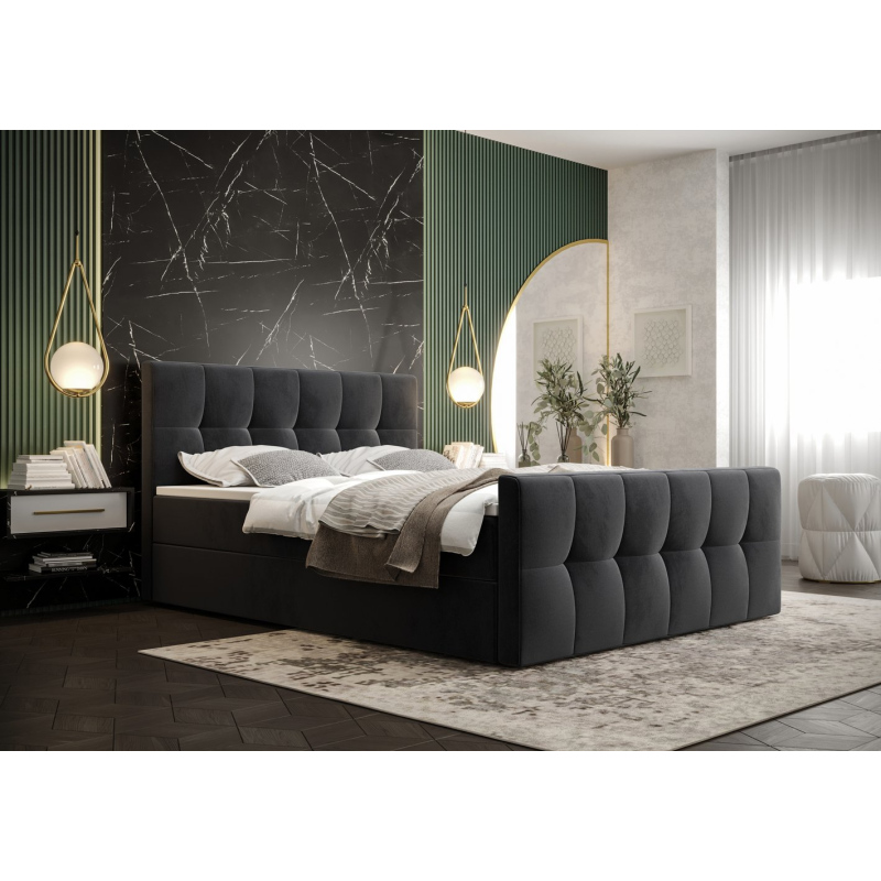 Elegantes Doppelbett ELIONE – 140x200, dunkelgrau