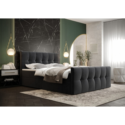 Elegantes Doppelbett ELIONE – 160x200, dunkelgrau