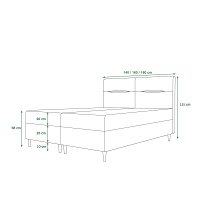 Amerikanisches Doppelbett HENNI – 140x200, Beige