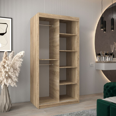 Spiegel-Kleiderschrank ADELA – 100 cm, Eiche sonoma