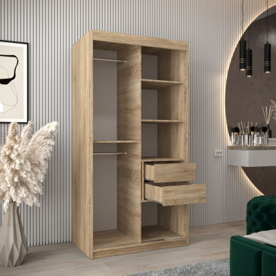 Spiegel-Kleiderschrank ADELA – 100 cm, Eiche sonoma