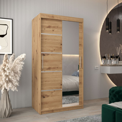 Spiegel-Kleiderschrank ADELA – 100 cm, Eiche artisan