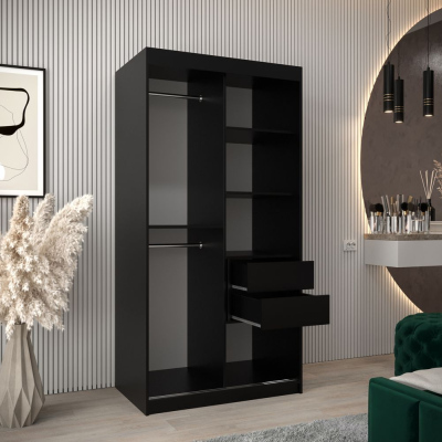 Spiegel-Kleiderschrank ADELA – 100 cm, schwarz / weiß