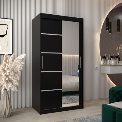 Spiegel-Kleiderschrank ADELA – 100 cm, schwarz