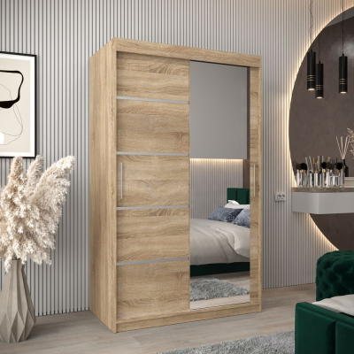 Spiegel-Kleiderschrank ADELA – 120 cm, Eiche sonoma