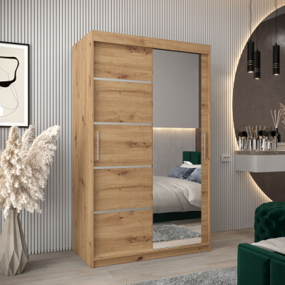 Spiegel-Kleiderschrank ADELA – 120 cm, Eiche artisan