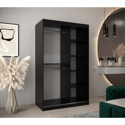 Spiegel-Kleiderschrank ADELA – 120 cm, schwarz / Eiche artisan