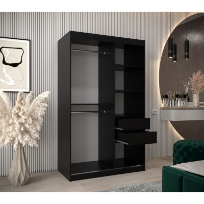 Spiegel-Kleiderschrank ADELA – 120 cm, schwarz / Eiche artisan