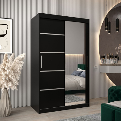 Spiegel-Kleiderschrank ADELA – 120 cm, schwarz