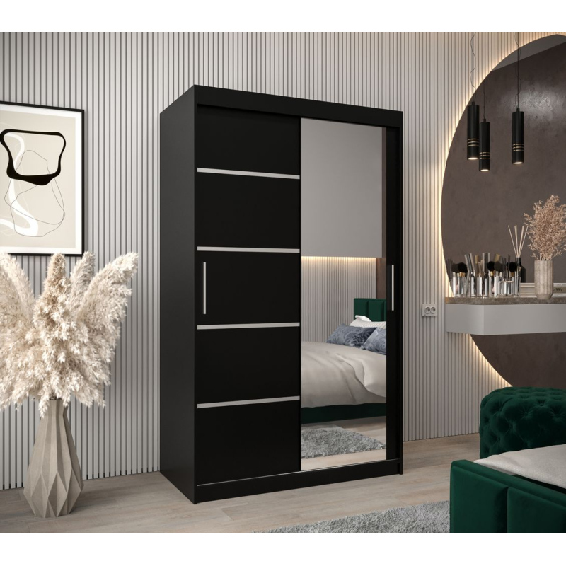 Spiegel-Kleiderschrank ADELA – 120 cm, schwarz