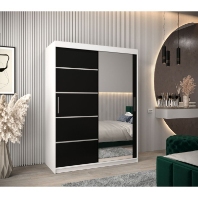 Spiegel-Kleiderschrank ADELA – 150 cm, weiß / schwarz